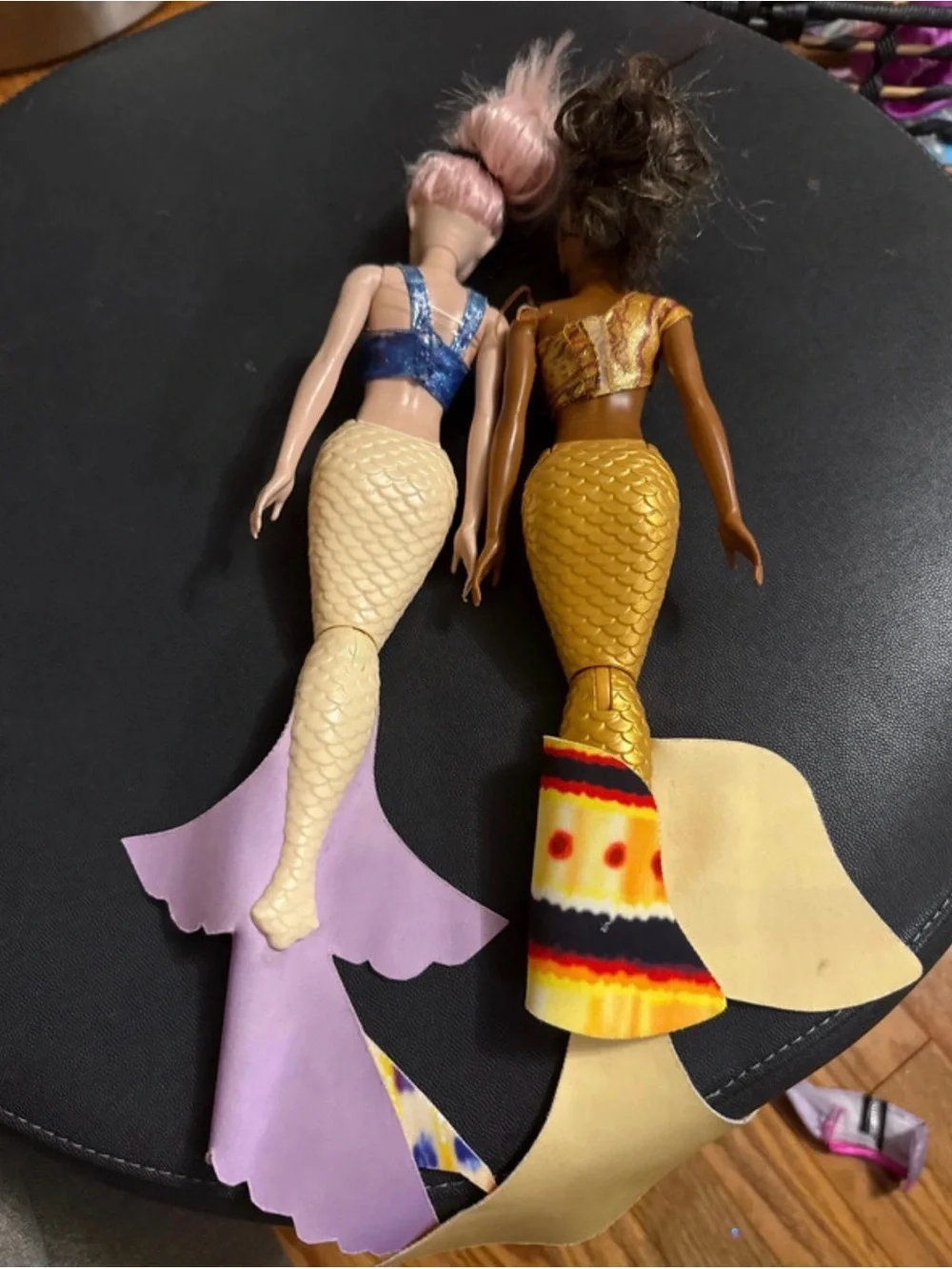 Barbie Mermaid Dolls with Gold and Cream Tails and Blue Top